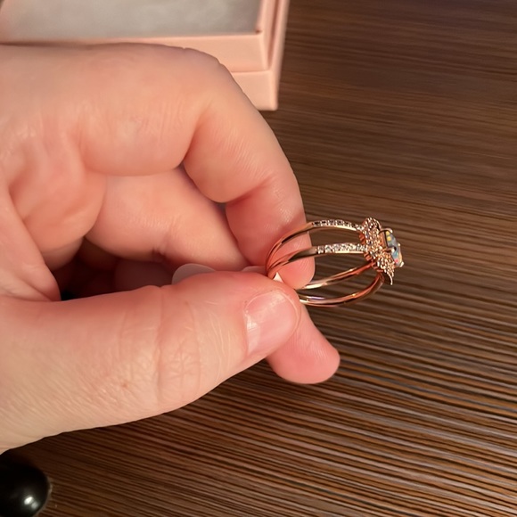 Amazing lab grown grey mist opal ring on rose gold plating! - Picture 3 of 6